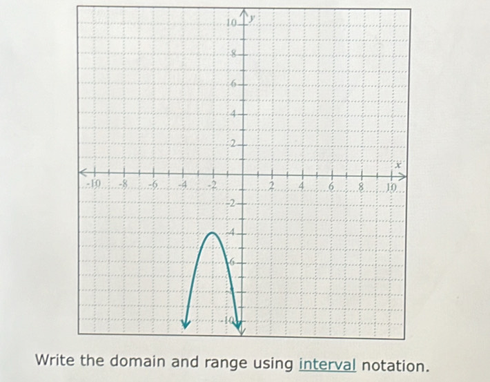 Wrid range using interval notation.