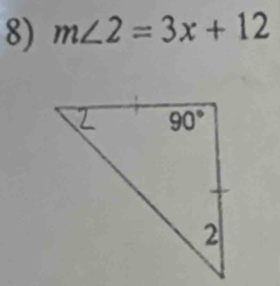 m∠ 2=3x+12