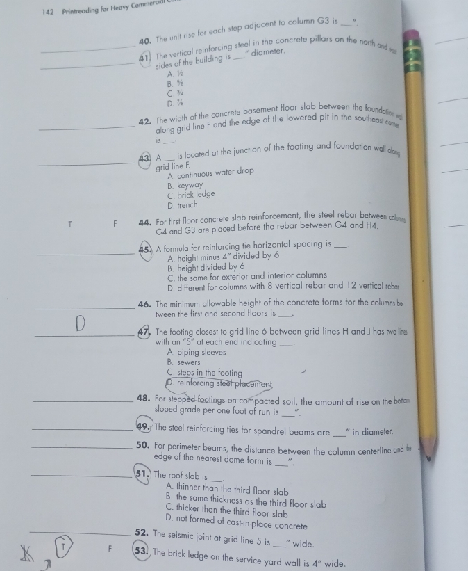 Solved: 142 Printreading for Heavy Commercial 40. The unit rise for ...
