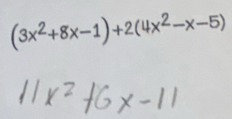 (3x²+8x-1)+2(4x²-x-5)