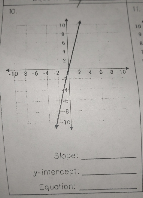 10 . 11. 
10 
9 
8 
Slope:_ 
y-intercept:_ 
Equation:_