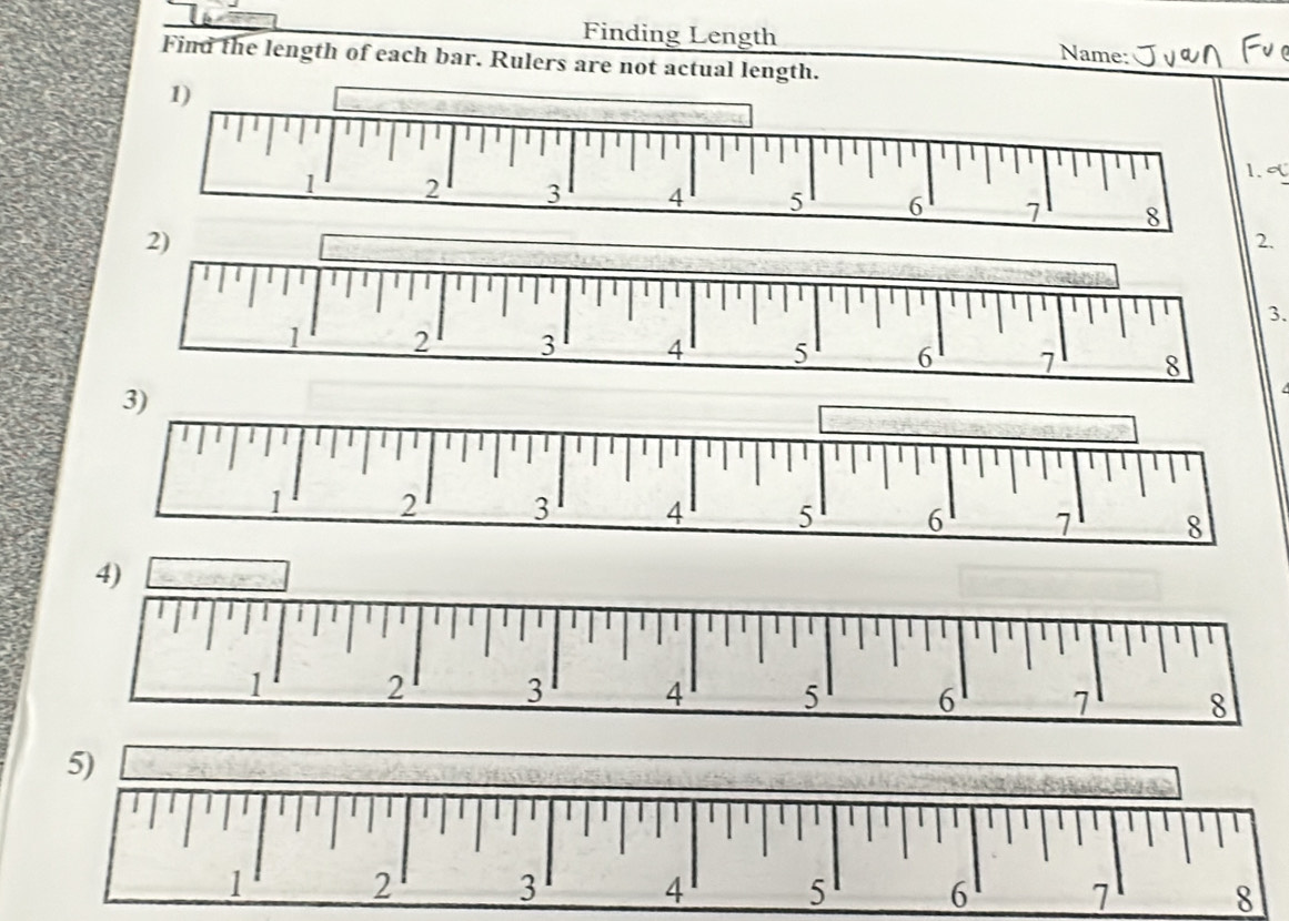 Finding Length Name: 
Find the length of each bar. Rulers are not actual length. 
1. 
2. 
3.