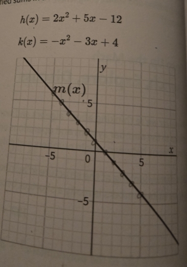 h(x)=2x^2+5x-12
k(x)=-x^2-3x+4