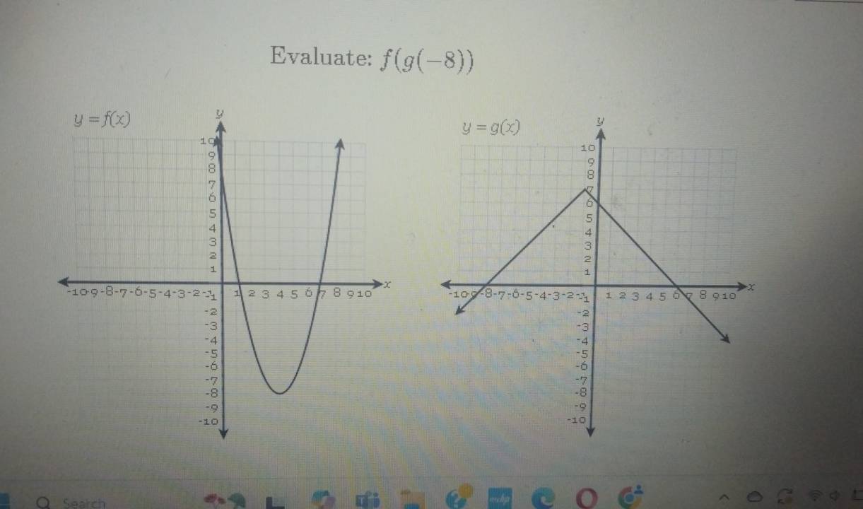 Evaluate: f(g(-8))

Search