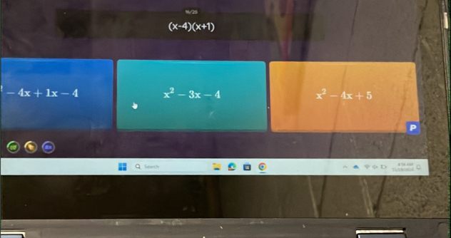 (x-4)(x+1)
-4x+1x-4
x^2-3x-4
x^2-4x+5
Search