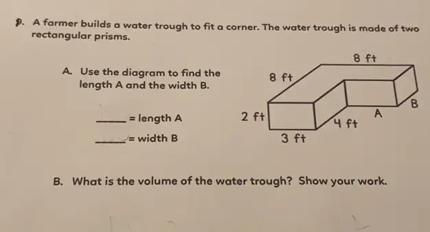 Solved: $. A farmer builds a water trough to fit a corner. The water ...