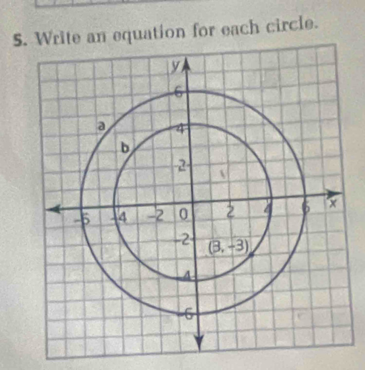 Write an equation for each circle.