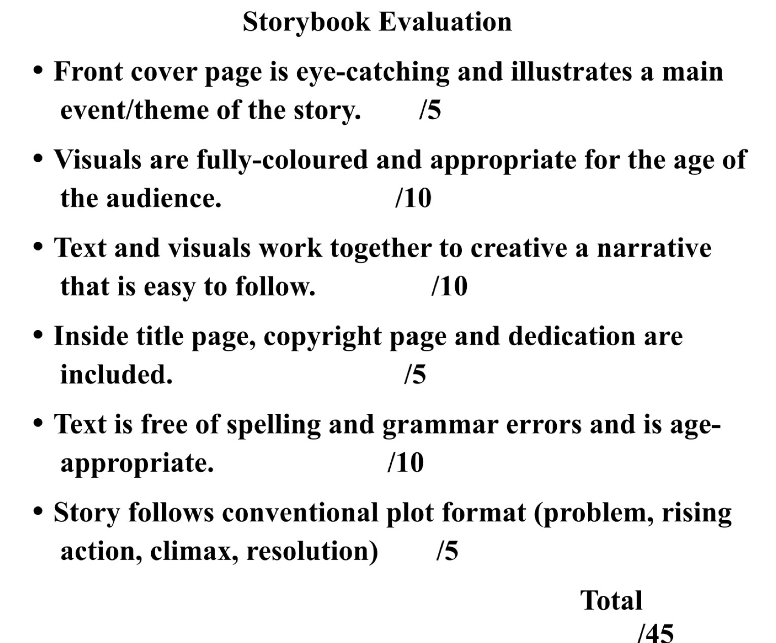 Solved: Storybook Evaluation Front cover page is eye-catching and ...