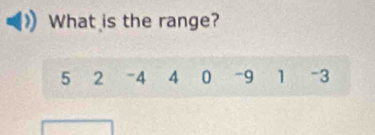 What is the range?
5 2 =4 4 0 -9 1 -3