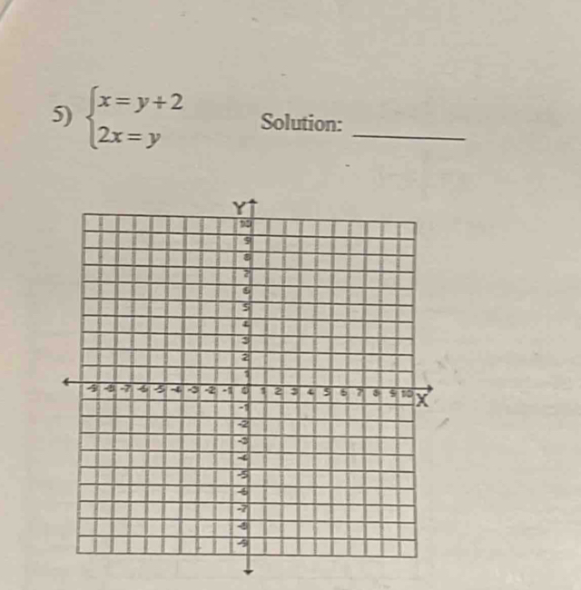 beginarrayl x=y+2 2x=yendarray. Solution:_