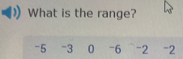 What is the range?
-5 -3 0 -6 -2 -2