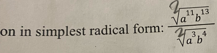 on in simplest radical form: