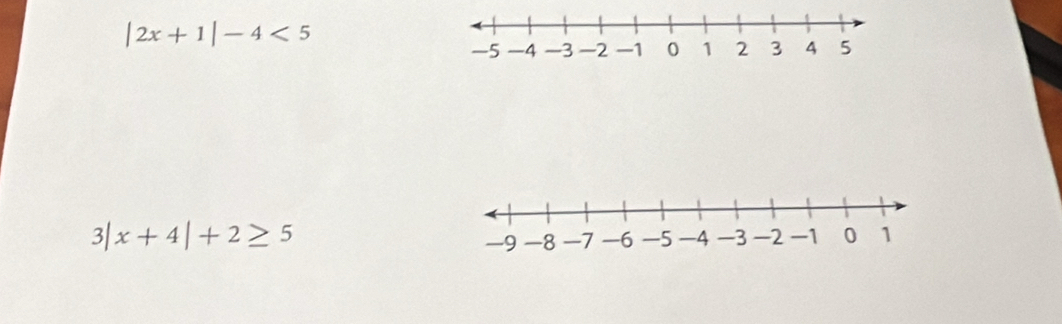 |2x+1|-4<5</tex>
3|x+4|+2≥ 5