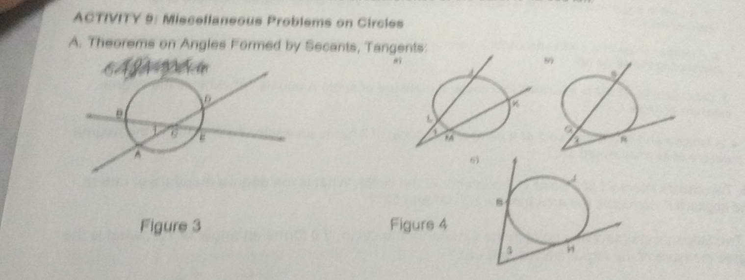 Solved: ACTIVITY 9: Miscellaneous Problems on Circles A. Theorems on ...