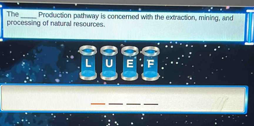 The _Production pathway is concerned with the extraction, mining, and 
processing of natural resources. 
L U E. F