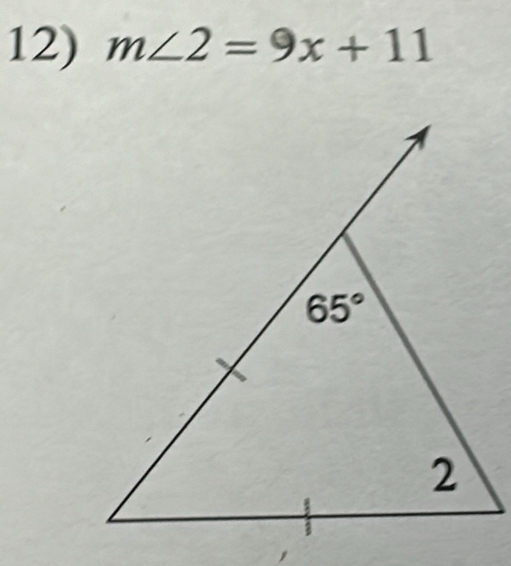 m∠ 2=9x+11