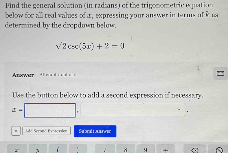 Solved: Find the general solution (in radians) of the trigonometric ...