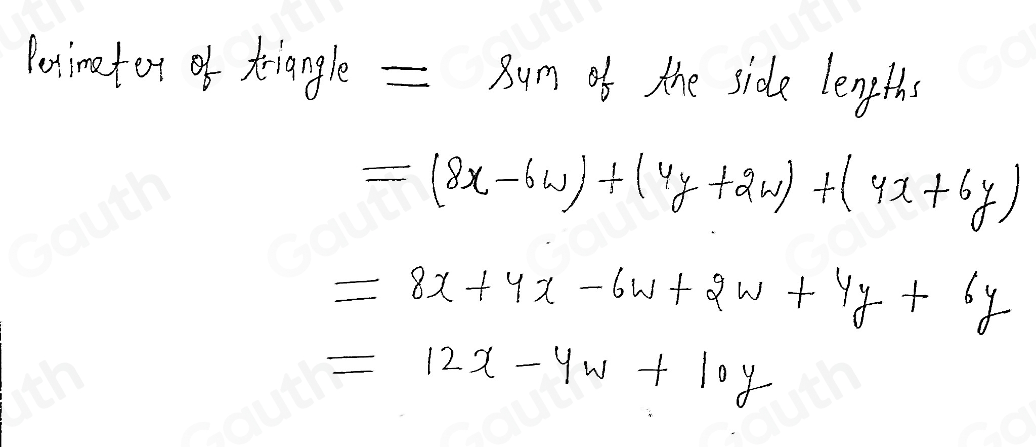 Solved: Write down a simplified expression for the perimeter of this ...