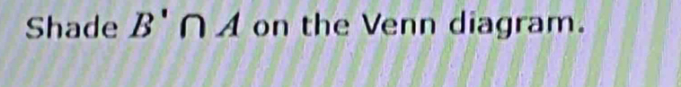 Shade B'∩ A on the Venn diagram.