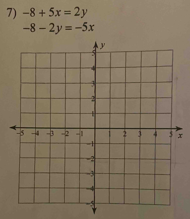 -8+5x=2y
-8-2y=-5x
x