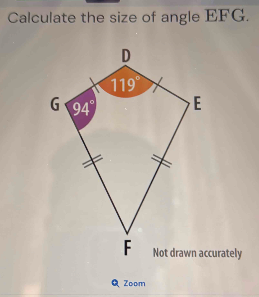 Calculate the size of angle EFG.
Zoom