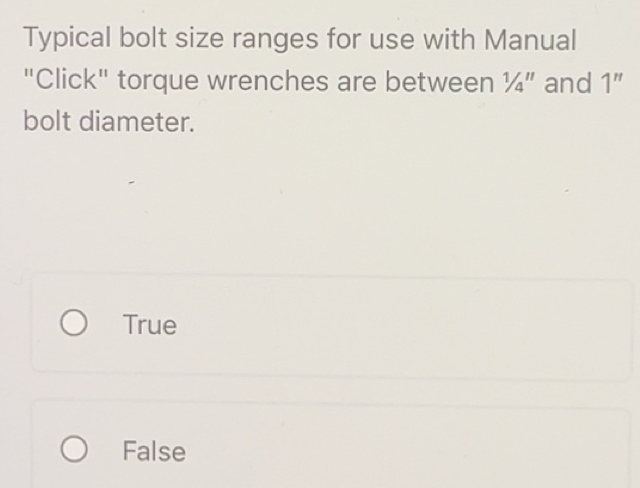 Solved: Typical bolt size ranges for use with Manual 