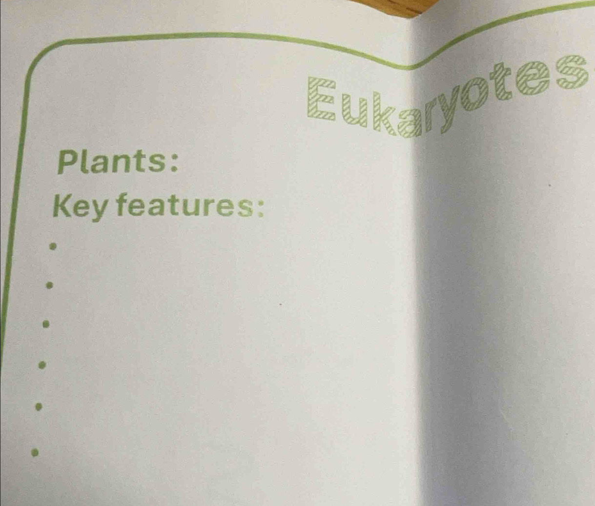 Plants: 
Key features: