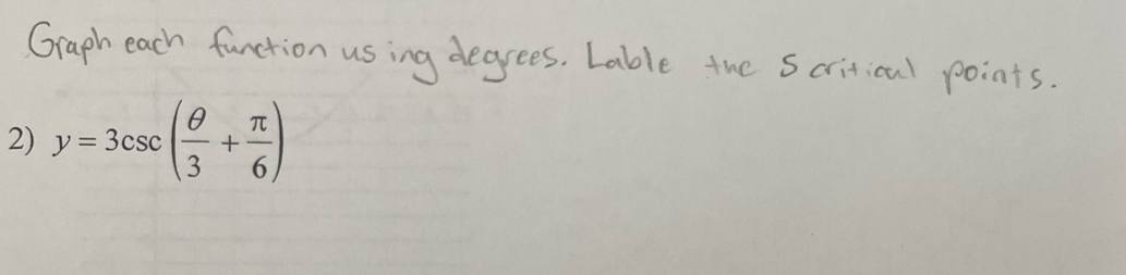 y=3csc ( θ /3 + π /6 )