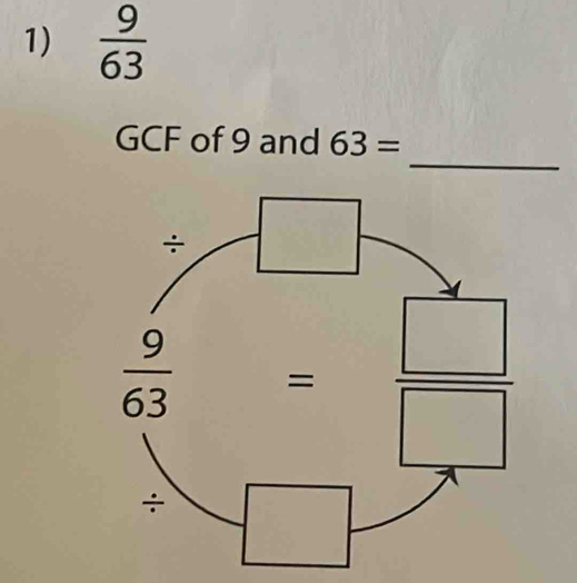  9/63 
_
GCF of 9 and 63=