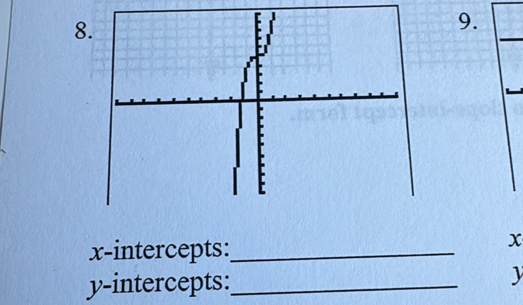 8 
9. 
_ 
x-intercepts:_
x
y-intercepts:_