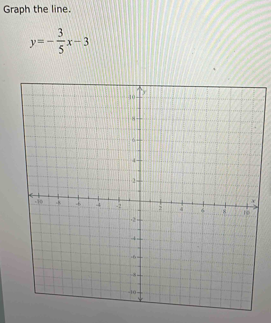 Graph the line.
y=- 3/5 x-3