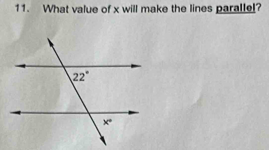 What value of x will make the lines parallel?