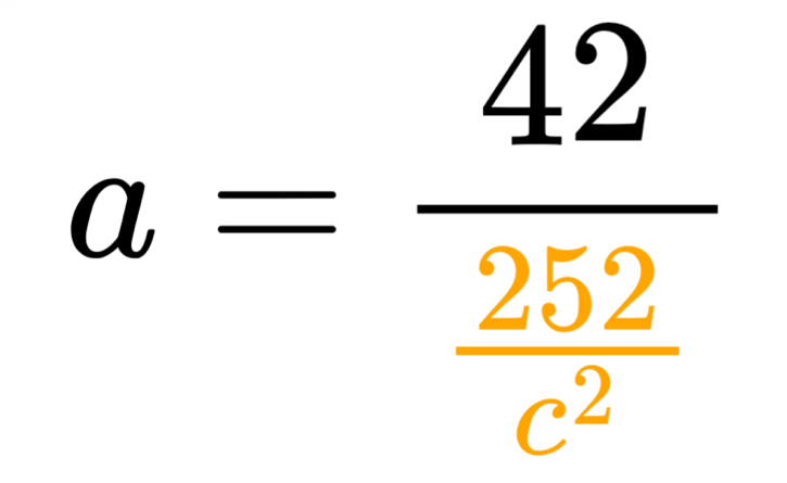 a=frac 42 252/c^2 