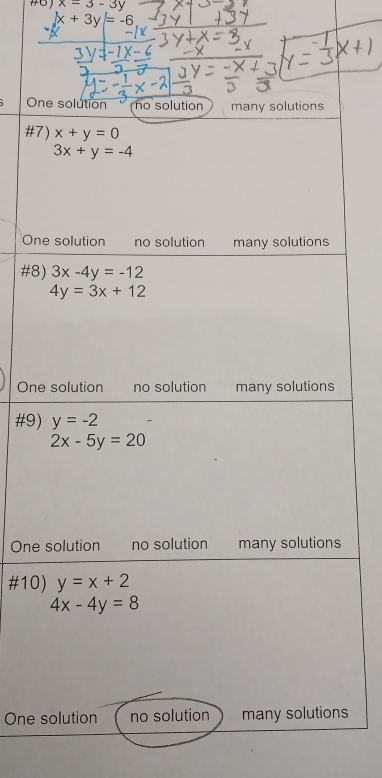 x=3-3y
x+3y=-6
O
#7
On
#8
On
#9
One
#10
One s