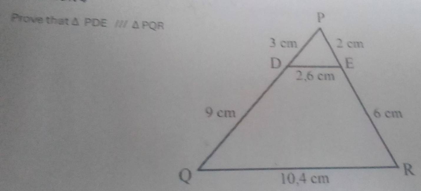 Prove that △ PDE 78° △ PQR