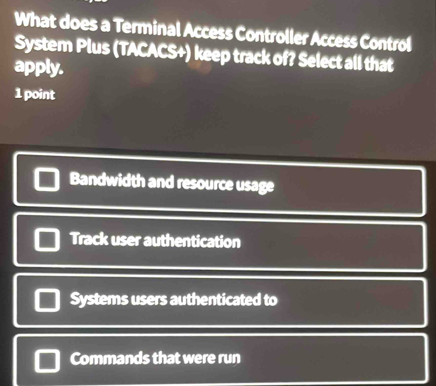 Solved: What does a Terminal Access Controller Access Control System ...