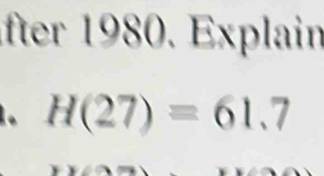 fter 1980. Explain
H(27)=61.7