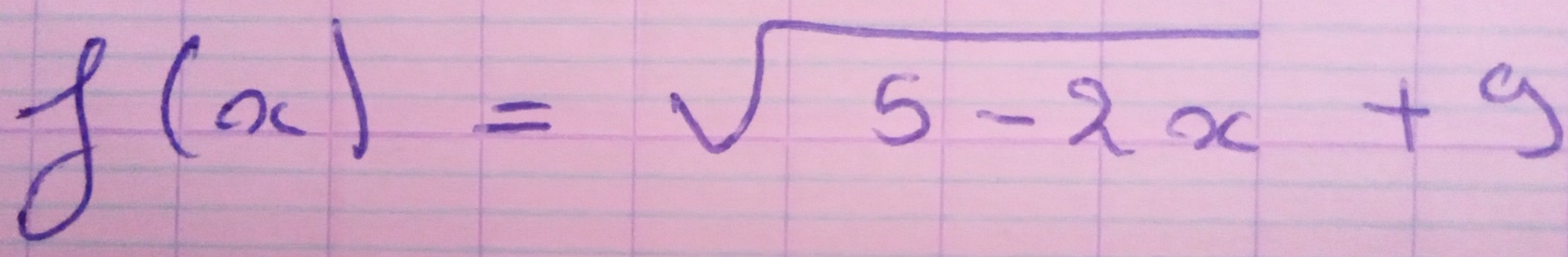 f(x)=sqrt(5-2x)+9