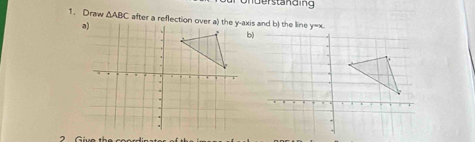 nderständing 
1. Draw △ ABC y=x. 
b) 
2 G ive th