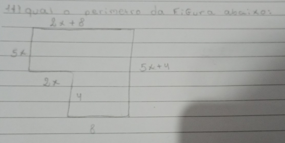 1qual a perimetso da FiGura aboixe:
8