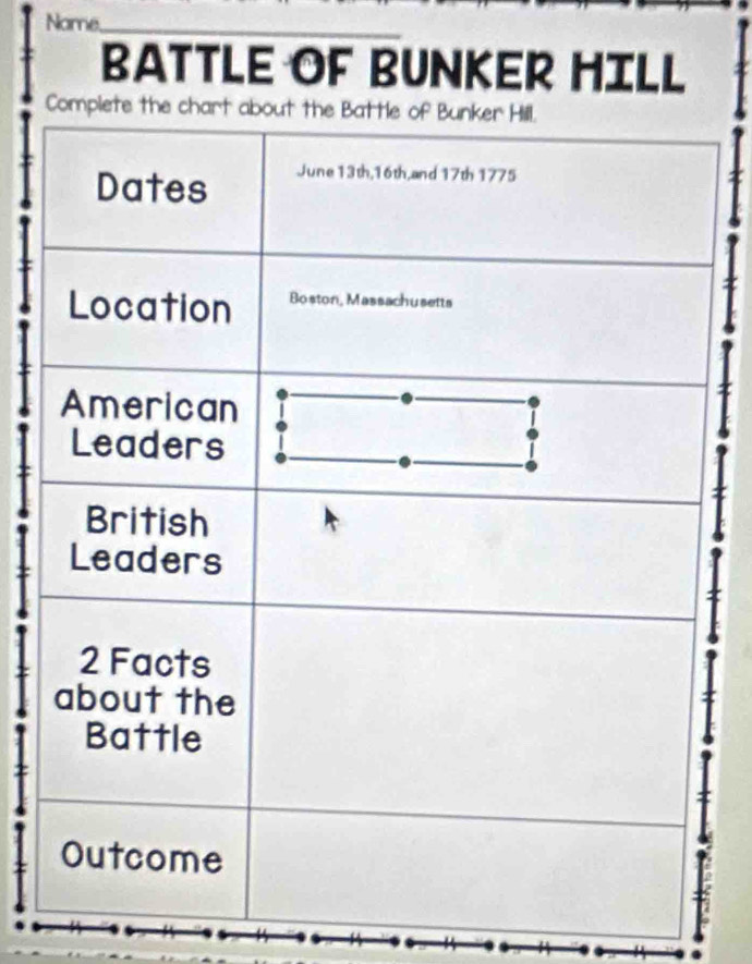 Name,_ 
BATTLE OF BUNKER HILL