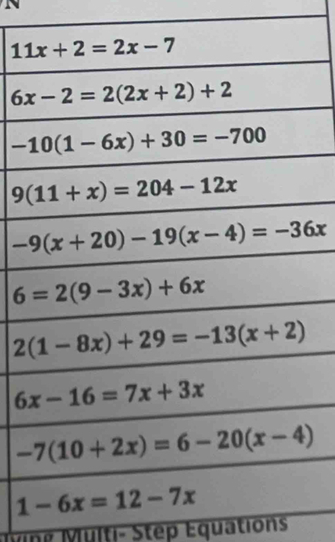 ulti- Step Equations