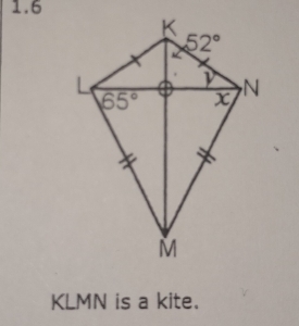 1.6
KLMN is a kite.