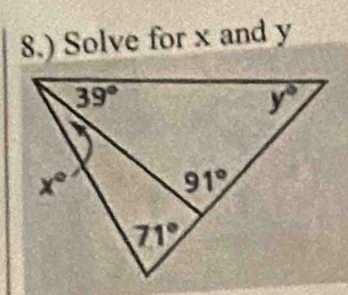 8.) Solve for x and y