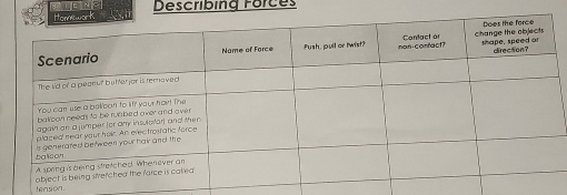 Tewa 
Describing Forces 
tension.