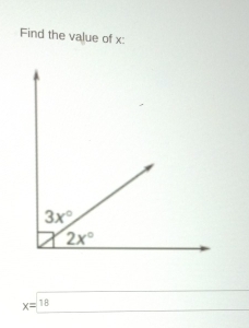 Find the value of x:
x=18