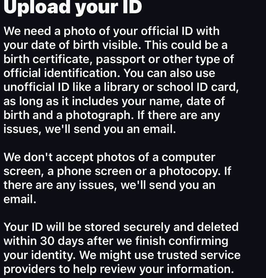 Solved: Upload your ID We need a photo of your official ID with your ...