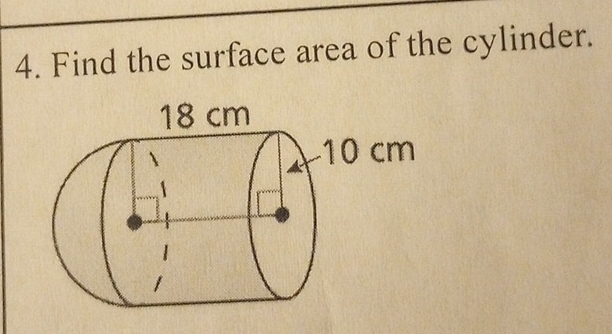 Find the surface area of the cylinder.