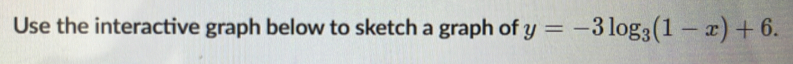 Use the interactive graph below to sketch a graph of y=-3log _3(1-x)+6.
