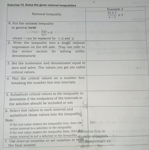 a
Exercise 13. Solve the given rational inequalities
4
5
6.
N
7.
the final answer.